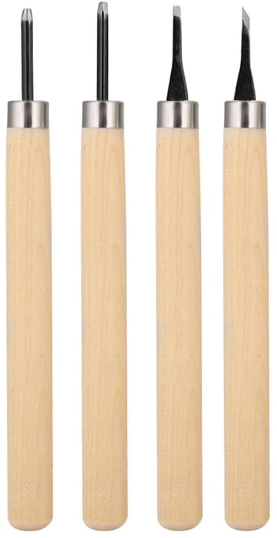 ONF3 - Houten Beitels Set van 4 - Professioneel Gereedschap - Duurzaam en Corrosiebestendig - Voor Hobbymatig en Professioneel Gebruik - Ideaal ...