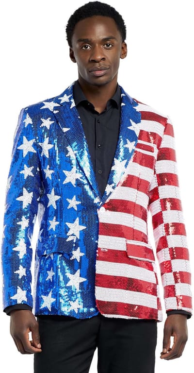 Suitmeister Sequins Stars & Stripes - Pailletten Blazer - Mannen - Jasje met USA vlag - Amerikaans themafeest - Maat S