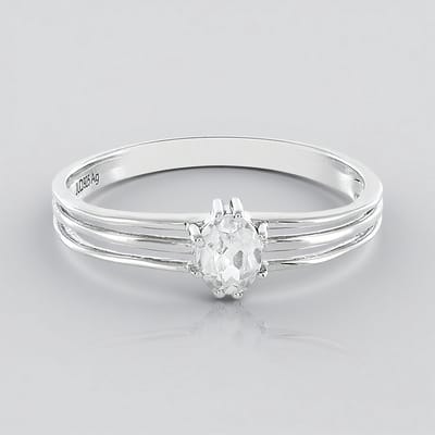 Cavill - Zilveren ring 925 Sterling met ovale Tanzaniaanse zircon 0,408 ct - Platina coating - Elegant tijdloos dames sieraad 23x19 mm