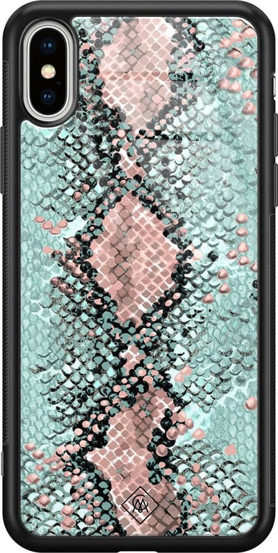 Casimoda® hoesje - Geschikt voor iPhone Xs Max - Baby Snake - Luxe Hard Case Zwart - Backcover telefoonhoesje - Blauw