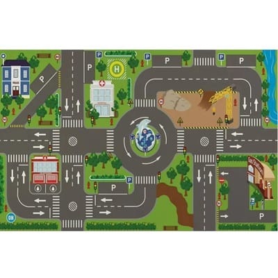 Kleurrijke Interactieve Verkeersspeelmat – Antislip Leer-Vloerkleed voor Kinderkamer of Speelhoek – Compatibel met Speelgoedauto's, Huisdecoratie 60*90cm