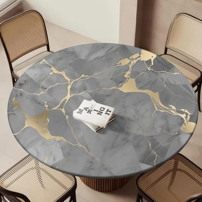 Ronde Tafelhoes - Beschermhoes Tafel - Keuken Decoratie - Waterdicht Elastisch - 170 cm - Marmer Print