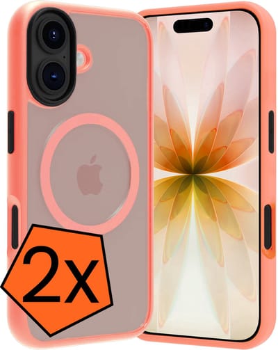Hoes - 2 Stuks - Geschikt voor Apple iPhone 17 - Magsafe Compatible - Sterk & Shockproof - Back Cover - Shock Proof Case - Telefoon Hoes - Perzik