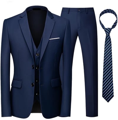 Dailygoods- Herenpak 3-delig slanke pasvorm - Blazer/Vest/Broek - Stropdas - Slijtvast/Kreukvrij - Geschikt voor bruiloften/Feesten - Kostuum