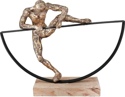 Sculptuur in balans blijven met jezelf - hout en metaal - 9x41x32 cm