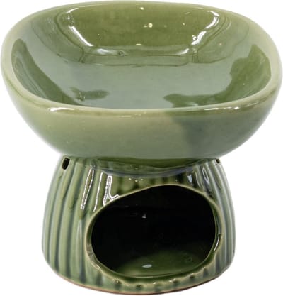 HomeBound by KY | Geurbrander stripe keramiek groen | geurbrander amberblokjes