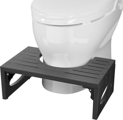 Opvouwbare Toiletkruk - Poepkruk Badkamer - Ontlasting Verbeteren - Natuurlijke Bamboe - 17.8 cm Hoogte - Zwart