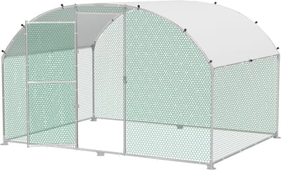 3x2x2m metalen kippenhok, gewelfd plafond, kippenkooi met 6 m² loopoppervlak en deur, grendel en PE-dak, buitenren, pluimveestal, buitenverblijf, buitenverblijf, kippenhok voor kleine dieren en planten NAIZY