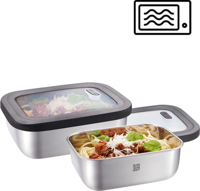 GEFU PROVIDO Vershouddozen Set – 2-delig – RVS Bewaarbakken 1,3L & 2,6L – Luchtdicht en Lekvrij