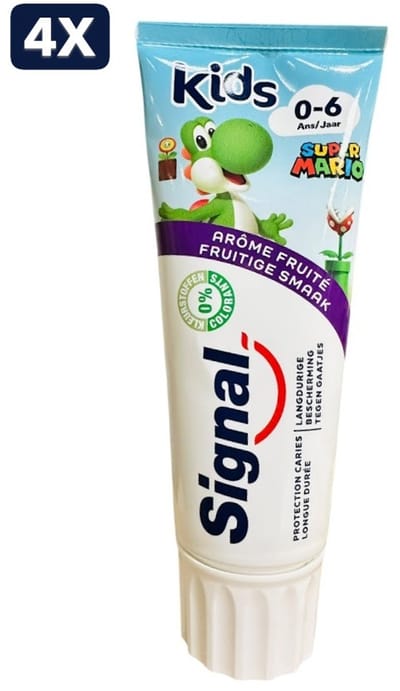 4 x Signal Tandpasta - 75ml - Kids Super Mario - Fruitige Smaak - (0/6 Jaar)