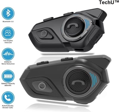 TechU™ 2 Stuks Handsfree Bluetooth Motor Communicatiesysteem – Motor Headset Helm – Bluetooth 5.0 – Waterdicht IP67 – Motorhelm Oproepen opnemen, Bellen & Muziek luisteren