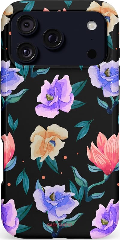 Casetastic hoesje geschikt voor Apple iPhone 17 Pro Max - MagSafe - Dubbellaagse bescherming - Avondtuin - Fashion Case - Zwart Petrol Lavendel