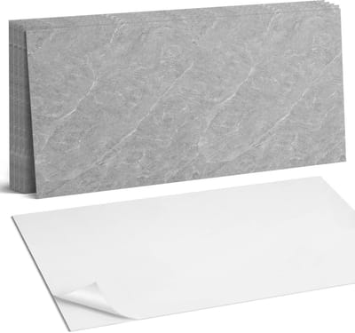 Coloray Plaktegels - Natuursteen textuur Wandtegel Zelfklevend - 60 cm x 30 cm - Grijs Plaktegels - 6 stuks - Rechthoek PVC Tegels - Plaktegels Keuken - Zelfklevende Vloertegels Badkamer - Vinyl Tegels Zelfklevend - Zelfklevende Wandtegels