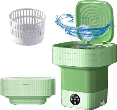 10 liter draagbare campingwasmachine - 10 W, opvouwbaar en klein - 3 modi, automatisch - voor reizen en kleine kleding - groen