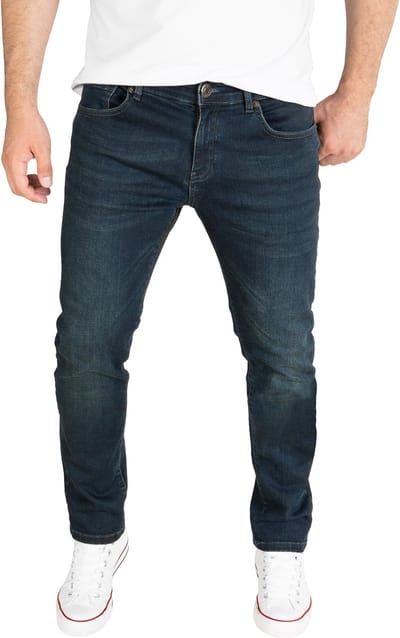 Yazubi Heren Jeans Akon – Slim Fit – Katoen Stretch – Donkerblauw – 5-pocket & Used-wassing