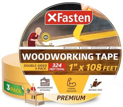 Dubbelzijdige Houtbewerkingstape - 1 Inch x 36 Yards, 3-Pack voor Nauwkeurige Houtbewerking