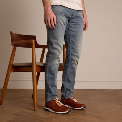 Van Lier - Heren - Cognac leren sneakers - Maat 42