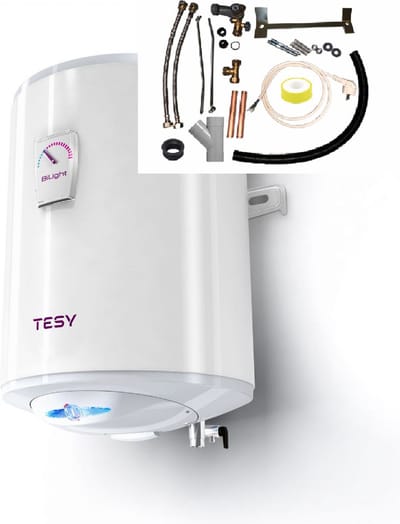 i-Light warmwater boiler 80 liter dik model met verticale installatie set, Elektrische Tesy boiler