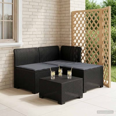 vidaXL - 3-Zits - Tu - bank - met - Kussens - Rattan - Look - 3-zits - PP - Antraciet