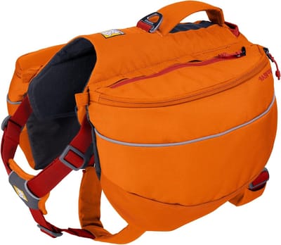 Hondenrugzak - Honden Zadeltas - Hiken met Hond - Gewicht-naar-voren Ontwerp - 16"L x 13"W - Kampvuur Oranje