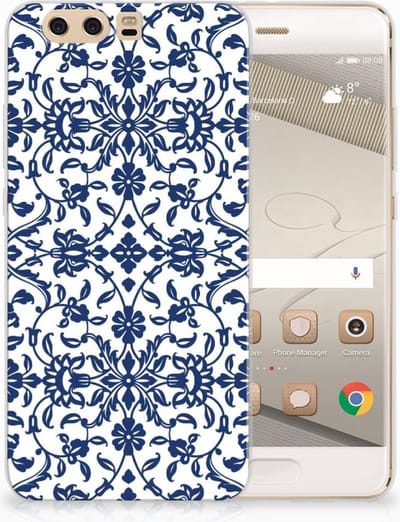 Huawei P10 Plus TPU Case Flower Blue