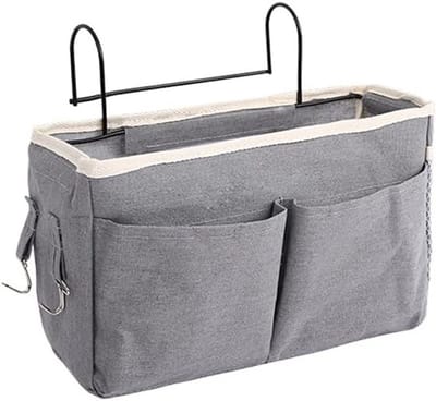 Hanging Bed Basket voor Multifunctionele Opberging in Studentenkamers - Praktische Opbergzak voor Tijdschriften en Boeken (Grijs)