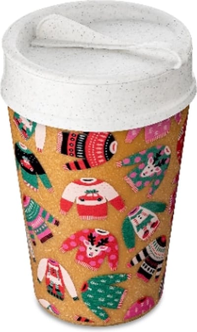 Dubbelwandige Koffiebeker met Deksel, 0.4 L, Organic, X-Mas Sweater - Koziol | Iso To Go