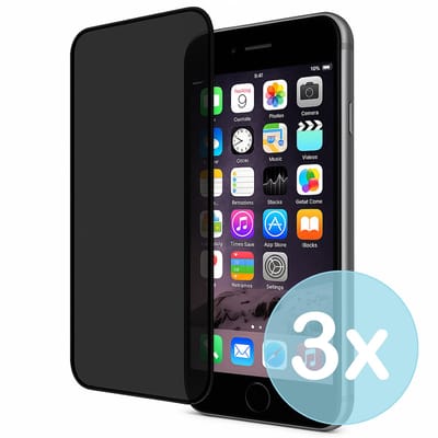 Privacy Screenprotector Geschikt voor iPhone 6 – Anti-Gluren – Krasbestendig Gehard Glas 9H – Volledige Dekking – 3-Pack – FuturiQ