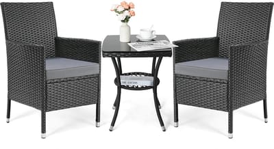 Wicker Loungeset – Loungeset Buiten – Tuinmeubel Set – Balkonset – 3-Delig – Hoogwaardig PE-Rattan – Comfortabele Kussens