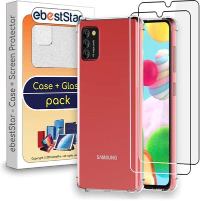 ebestStar - Hoes geschikt voor Samsung Galaxy A41, Silicone Slim Cover Case, Versterkte Hoeken en Randen hoesje, Transparant + Gehard Glas x2