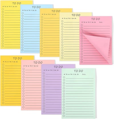 Grote Zelfklevende Notitieblaadjes (15x10 cm) - 9 Kleuren Gelinieerd - 450 Vellen Plakbriefjes voor Thuis, School en Kantoor