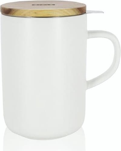 OGO Living - Theemok met filter en houten dekseltje Juliet - 475 ml - wit
