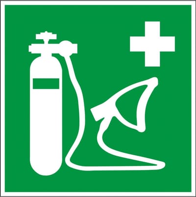 Zuurstofmasker sticker - ISO 7010 - E028 50 x 50 mm - 10 stuks per kaart