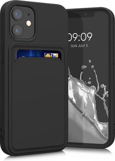 kwmobile telefoonhoesje geschikt voor Apple iPhone 12 mini - Hoesje met pasjeshouder - TPU case in zwart
