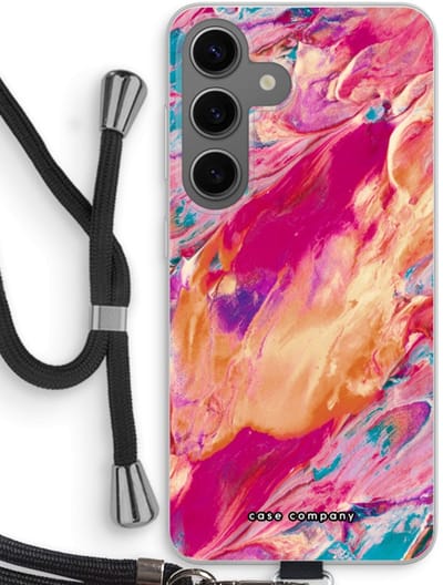 Case Company® - Hoesje met koord geschikt voor Samsung Galaxy S24 hoesje met Koord - Pastel Echoes - Telefoonhoesje met Zwart Koord - Bescherming aan alle Kanten en Over de Schermrand
