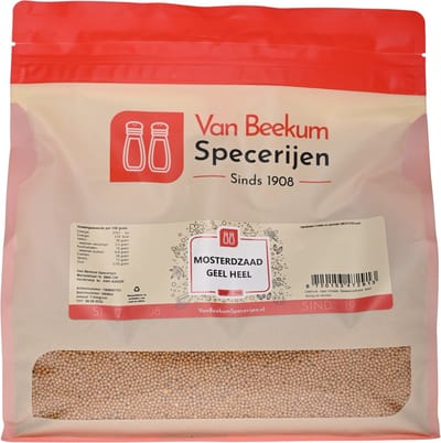 Van Beekum Specerijen - Mosterdzaad Geel Heel - 2 KG (hersluitbare stazak)
