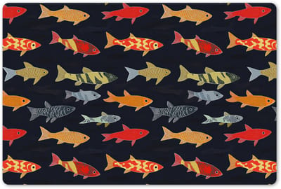 Placemats 45x30 cm - Placemat kunststof - 1 stuk - Vissen - Patroon - Kleurrijk - Borden onderleggers - Decoratie voor op tafel - Keuken tafeldecoratie accessoires - Vinyl onderlegger - Tafelversiering