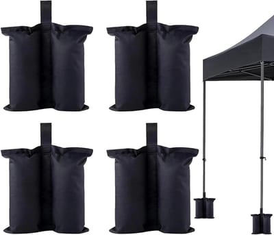Allecto Plus - Zandverzwaringszakken voor buiten: set van 4 winddichte zandzakken - 34 × 34 cm - voor tenten en paviljoenen - camping, strand, tuin