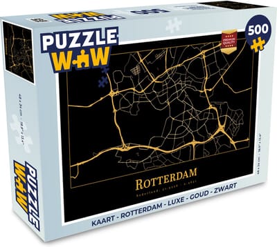 Puzzel Kaart - Rotterdam - Luxe - Goud - Zwart - Legpuzzel - Puzzel 500 stukjes