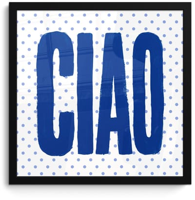 Poster in lijst - Fotolijst 40x40 cm - Posters - Ciao - Stippen - Roze - Wit - Posterlijst zwart - Decoratie - Wanddecoratie woonkamer - Muurdecoratie slaapkamer