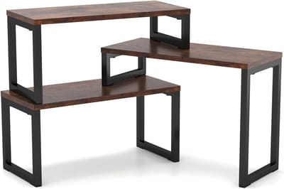 Bureauplank 3-laags - Bureau organizer plank - Kantoor organiseren - Verstelbaar ontwerp - 16-30 inch - Rustiek Bruin