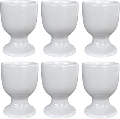 Set van 3 eierdopjes van porselein - ca. 6,5 x 5,5 cm (wit)