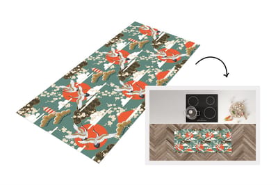 Keukenloper 120x50 cm - Keukenmat vinyl Kraanvogel - Sakura - Zon - Patronen - Keukenmatten loper - Keuken vloerkleed tapijt