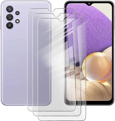3x Screenprotector Tempered Glass Glazen Gehard Screen Protector 2.5D 9H (0.3mm) - Glasplaatje Geschikt voor: Samsung Galaxy A32 5G - Tempered Glas Screenprotector