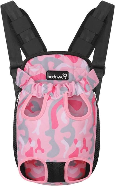 Honden Rugzak - Huisdier Drager - Reizen met Huisdier - Poten en Staart Uit - Medium - Roze Camouflage