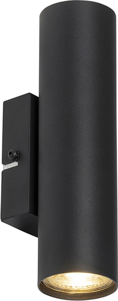 QAZQA jeana - Moderne Dimbare LED Smart Wandlamp incl. wifi met Dimmer Up Down voor binnen - 2 lichts - D 8 cm - Zwart - Woonkamer | Slaapkamer | Keuken