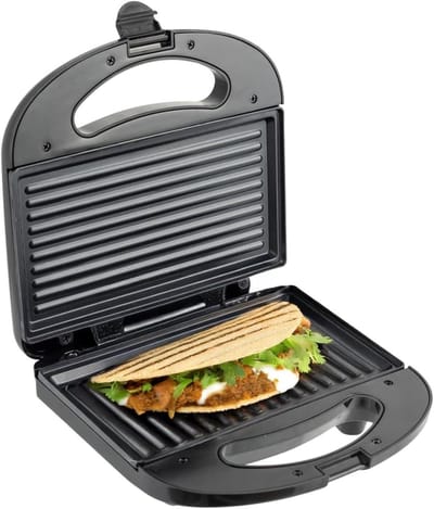 Sandwichtoaster - Panini Grill - Warme Snacks - Antiaanbaklaag - 21x12 cm - Zwart