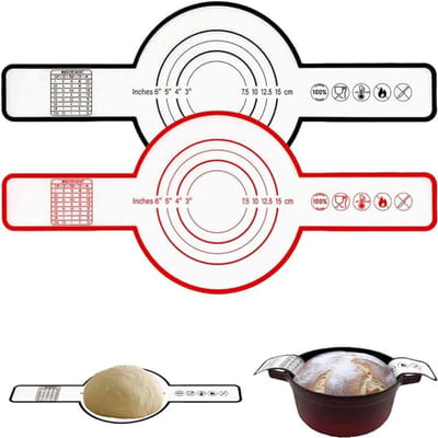 Daity Siliconen bakmat - Oven - brood - antiaanbakmat - met 8,3 inch lange handgreep - Hittebestendige herbruikbare siliconen bakvormen (2-pack，zwart/rood)