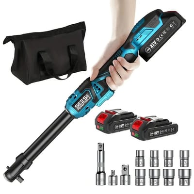 Trexxo - Ratelset - Elektrisch - Reparatie Tools Set - 2x batterijen - LED verlichting - 12V - verlengde ratelsleutel voor krappe ruimtes