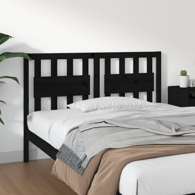 vidaXL - Hoofdbord - 125,5x4x100 - cm - massief - grenenhout - zwart